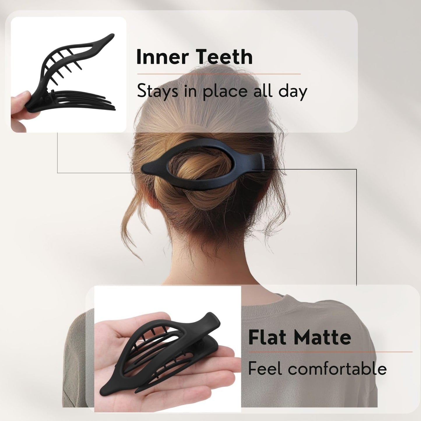 8 Pack Flat Hair Clips for Women,Matte No Crease Flat Claw Clips, Large Strong Hold Barrettes for Thick & Thin Hair, French Duckbill Styling Accessories