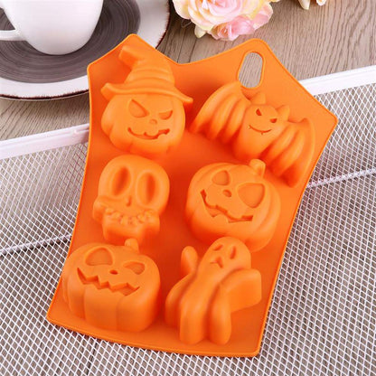 3 PCS Silicone Halloween Ghost Pumpkin Baking Mold Set Non-Stick Chocolate Jelly Fondant Cake Baking mold for Party Gift Handmade Soap Molds with Shape of Skull Bat Ghost