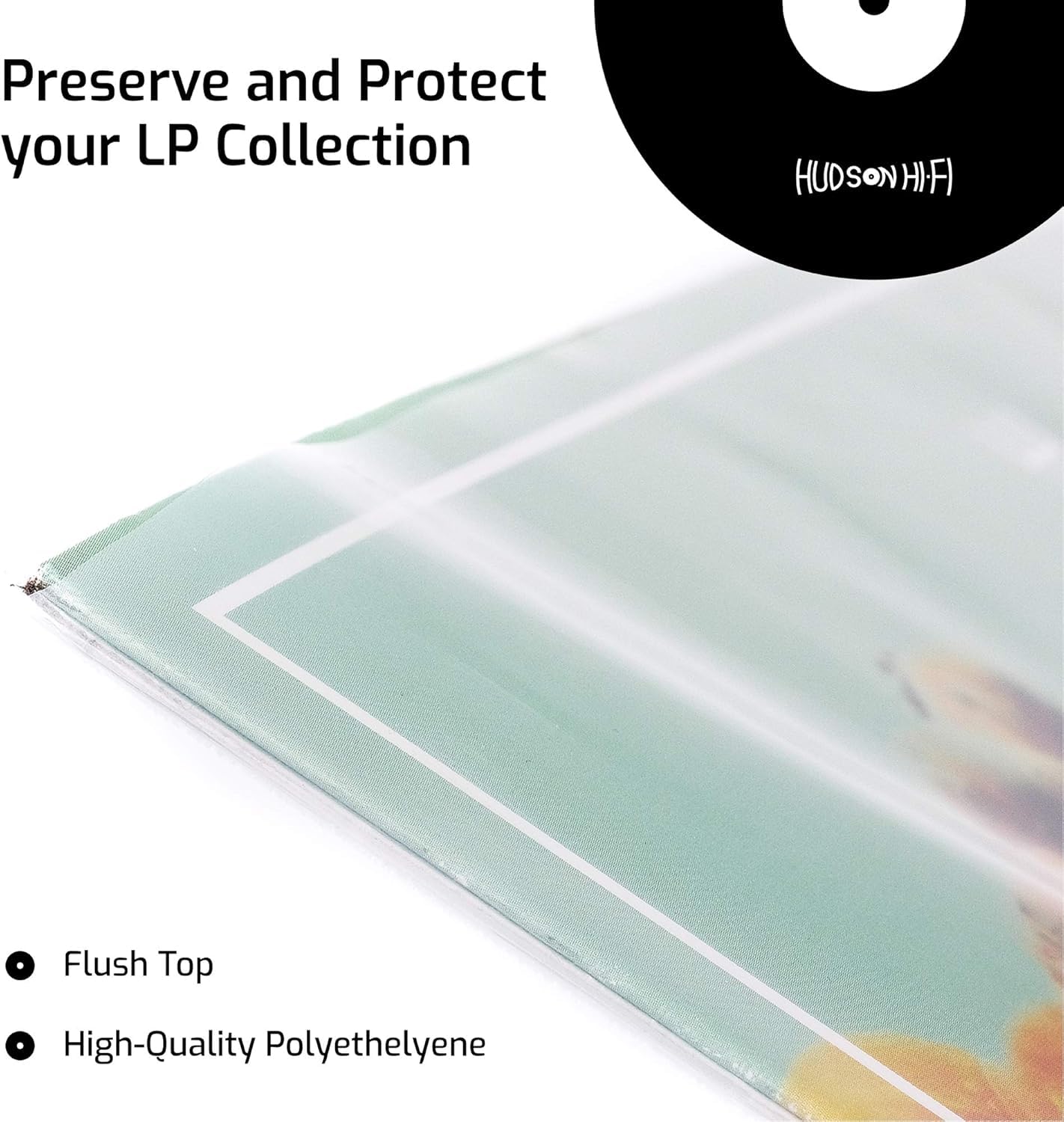 Hudson Hi-Fi Vinyl Record Outer Sleeve Covers - 50 Pack - Premium Crystal Clear Sleeves - Protect Your LP Albums from Scratches, Dirt & Dust - 3 Layers of 30µm Thick No-Acid Exterior Disc Cover