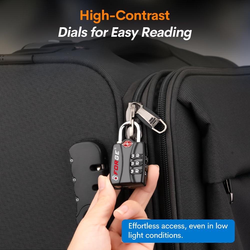 Forge TSA Approved Luggage Locks - Black 2 PK