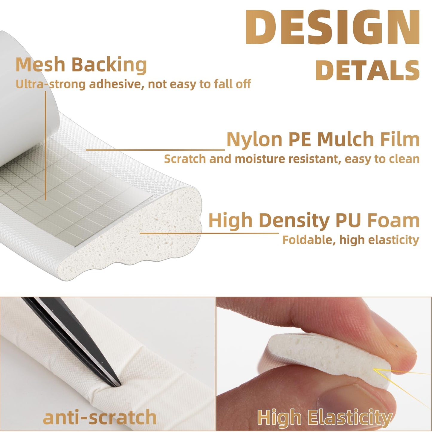 118” Wedge-Shape Foam Window Weather Stripping Door Seal Strip,Soundproofing Frame Winter Insulation Tape for Exterior Front Door,Noise Cancelling Window Inserts,Door Gap Filler Light Blocker,White