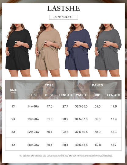 Lastshe Pajamas Set Women's Plus Size 2 Piece Soft Short Sleeve with Pockets Shorts Sleepwear Knit Pjs Loungewear Sweatsuits,Halloween Spider Web,2X