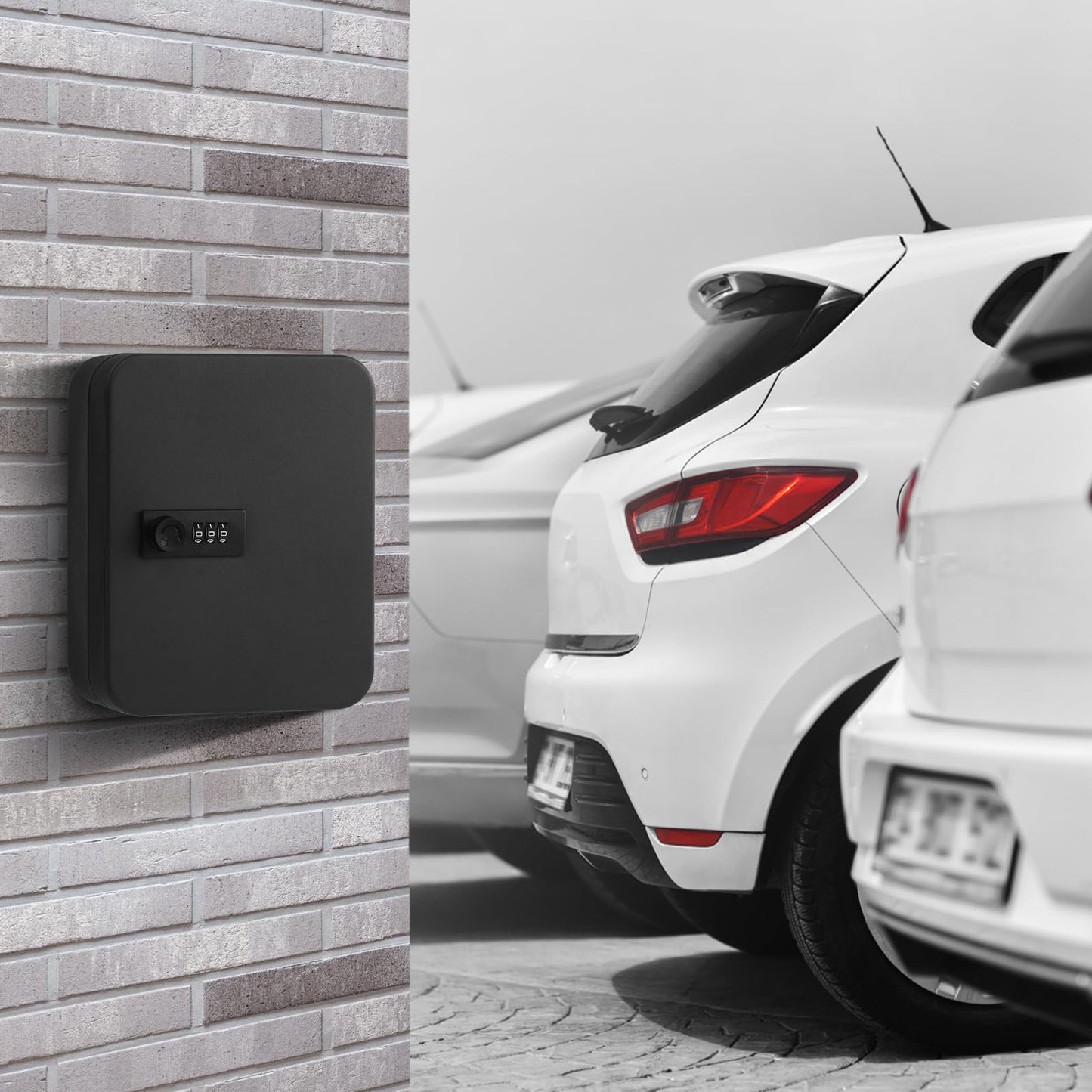 KYODOLED 20 Key Storage Lock Box with Code, Key Cabinet Organizer Wall Mount with Combination Lock, Key Hooks & Labels, 7.87 x 6.3 x 3.14 in, Black