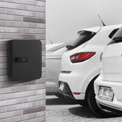 KYODOLED 20 Key Storage Lock Box with Code, Key Cabinet Organizer Wall Mount with Combination Lock, Key Hooks & Labels, 7.87 x 6.3 x 3.14 in, Black