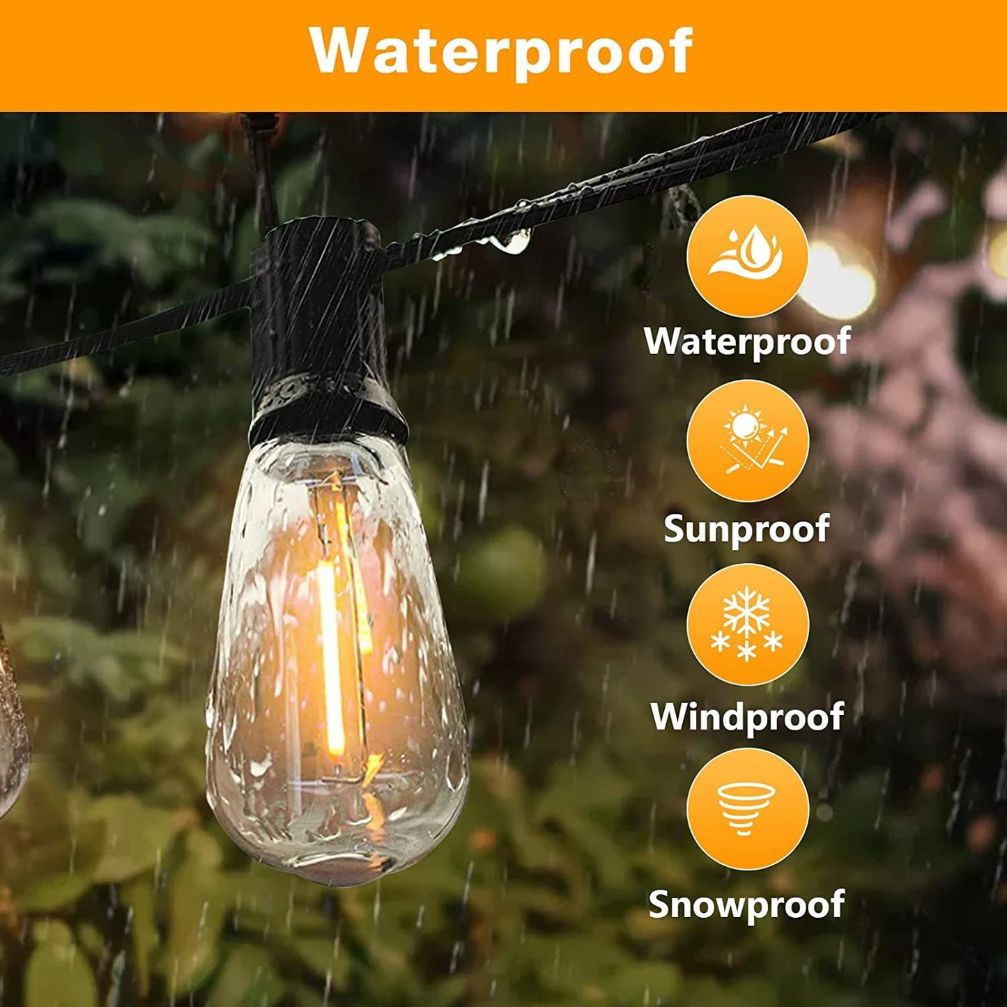GLUROO 60FT LED Outdoor Patio Lights Waterproof with 30+2 Vintage Bulbs Shatterproof Energy Saving,2700K Hanging Edison String Lights Outside for Backyard,Bistro,Camping,Gazebo
