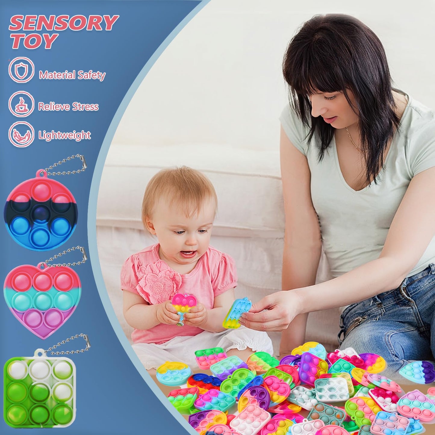 57PCS Party Favors for Kids, Fidget Toys Bulk Its Birthday Party Favors for Toddlers, Small Classroom Prizes Box Fidgets Toys, Goodie Bag Stuffers, Treasure Chest, Bubbles Poppers