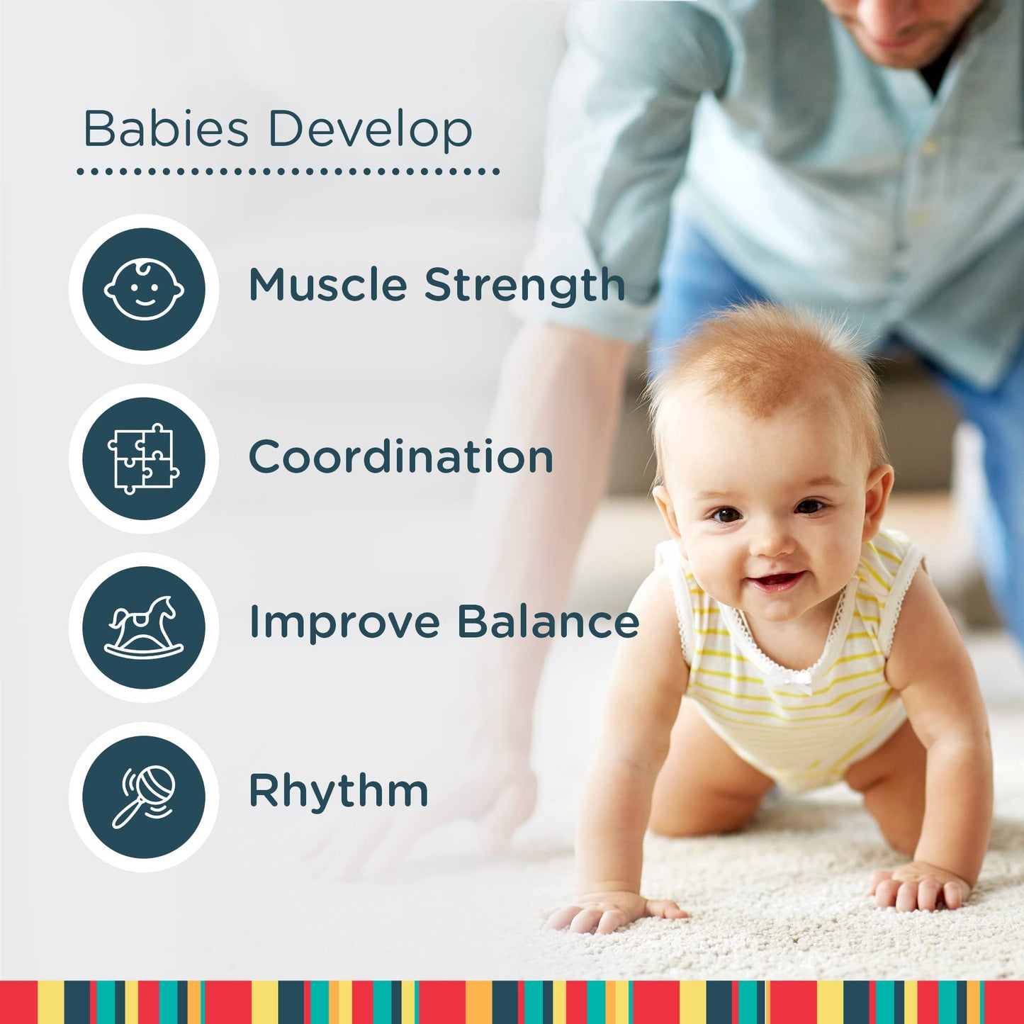 Jolly Jumper Classic (Black) with Stand - Baby Jumper, Indoor Exercise Saddle Seat, Adjustable Height, for Infants up to 28lbs, Your Alternative to Activity Centers and Baby Bouncers