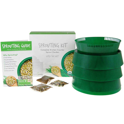 Handy Pantry Complete Sprouts Growing Kit | Sprouting Kit with 3 Stackable Sprouting Trays | Seed Sprouter, BPA-Free | Includes Organic Sprouting Seeds & Instructions