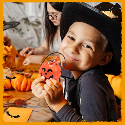 HANSGO Mini Halloween Portable Pumpkin Bucket, 12PCS 3.3 inches Small Halloween Pumpkin Candy Buckets Children Trick or Treat Bags
