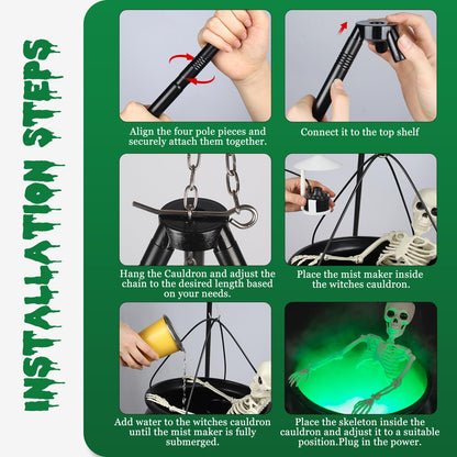 Halloween Decorations Outside - Large Witches Cauldron on Tripod with Skeleton & Fog Maker - Skeleton Halloween Party Decor for Outdoor Yard Home Porch