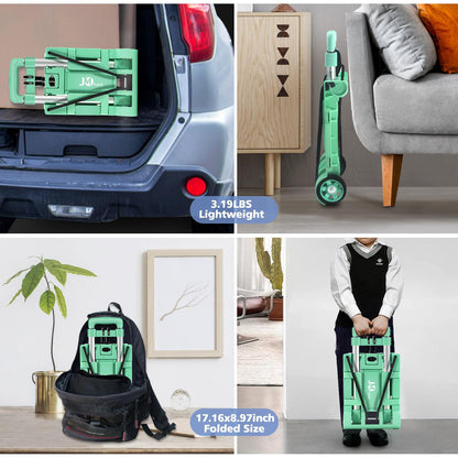 JMFOLD Folding Hand Truck 70 lbs，Small Dolly with 2 Wheels，Folding Luggage cart， Lightweight Aluminum Foldable Luggage Cart，for Airport,Travel,Moving and Office Use (Silver-Aluminum)