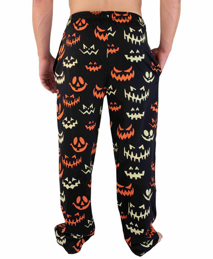 Lazy One Funny Ocean Pajama Pants For Men, Men's Separate Bottoms, Lounge Pants, Halloween (Spooky Faces, Medium)