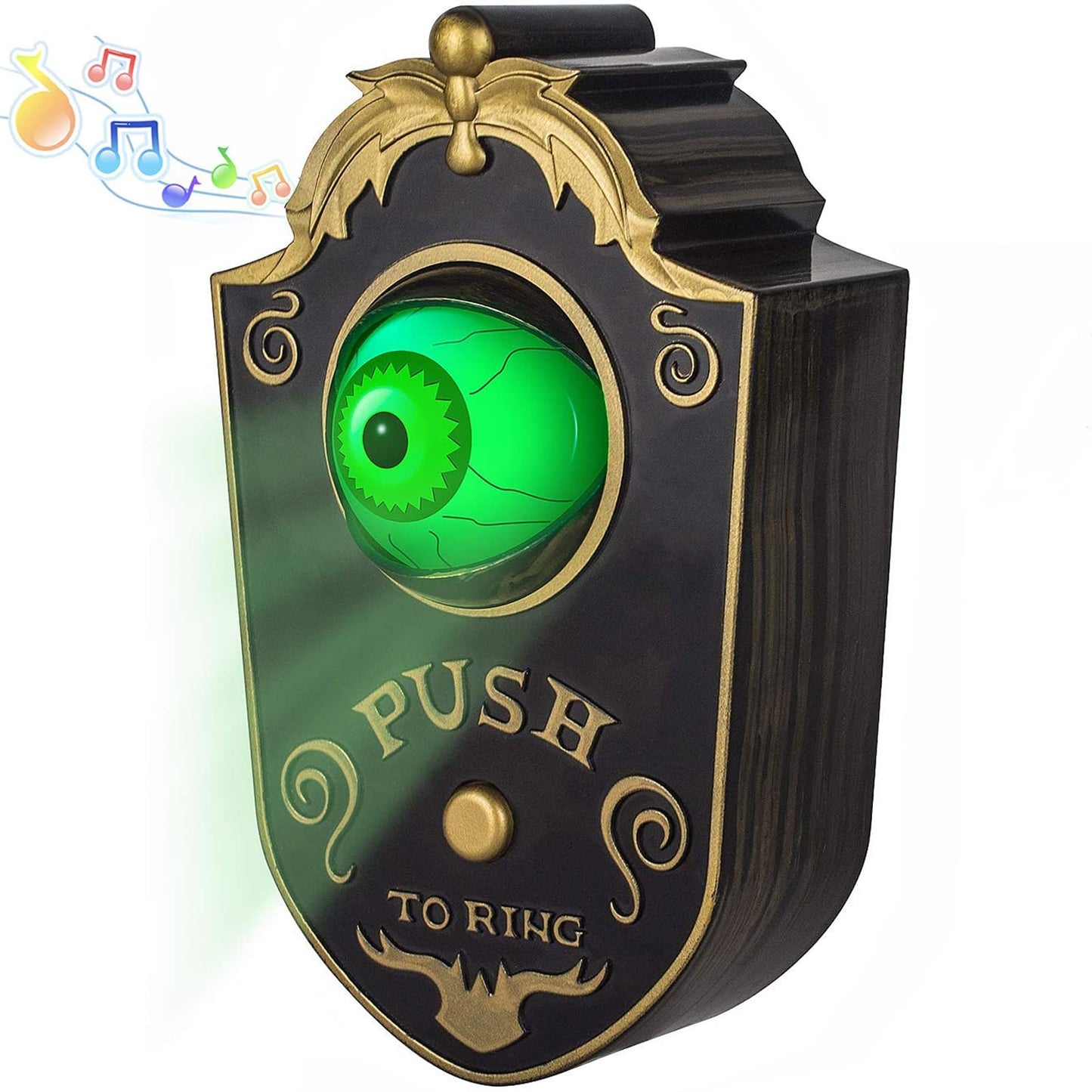 KizBruo Halloween Decoration for Indoor & Outdoor, Talking Doorbell With Lightup Eyeball, Animated Haunted House Party Prop Decor