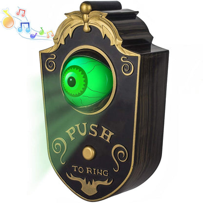 KizBruo Halloween Decoration for Indoor & Outdoor, Talking Doorbell With Lightup Eyeball, Animated Haunted House Party Prop Decor
