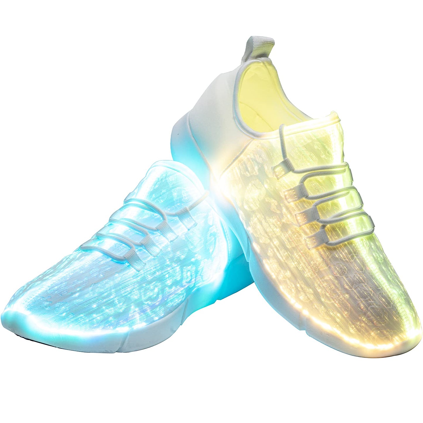 LED Fiber Optic Shoes Light Up Sneakers for Women Men Luminous Trainers Flashing Sneakers for Festivals, Christmas, Halloween, New Year Party with USB Charging, White 41