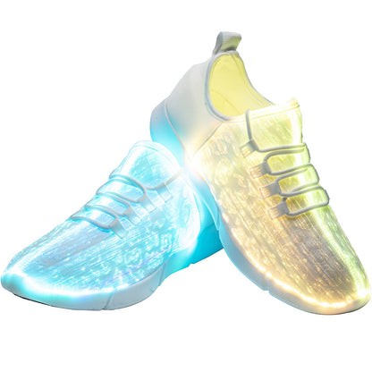 LED Fiber Optic Shoes Light Up Sneakers for Women Men Luminous Trainers Flashing Sneakers for Festivals, Christmas, Halloween, New Year Party with USB Charging, White 41