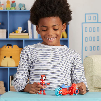 Hasbro Marvel Spidey and His Amazing Friends, Spidey Action Figure with Toy Motorcycle, Preschool Toys for 3 Year Old Boys and Girls and Up