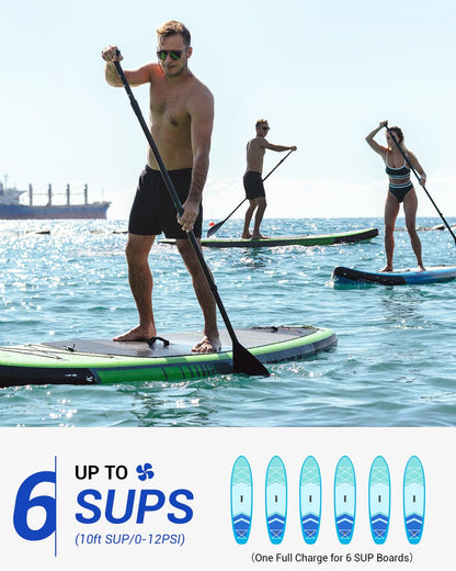 Dr.meter Paddle Board Pump, Rechargeable 20PSI High Pressure Dual Powered Portable Electric SUP Air Pump with LED Light Auto-Off Inflate Deflate, for Stand Up Paddle Boards Inflatable Kayaks Boats