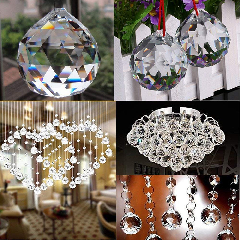 Crystal Ball Prism Pendant Glass Chandelier Hanging Pendant Feng Shui Wedding Home Window Décor (20mm-24pack)