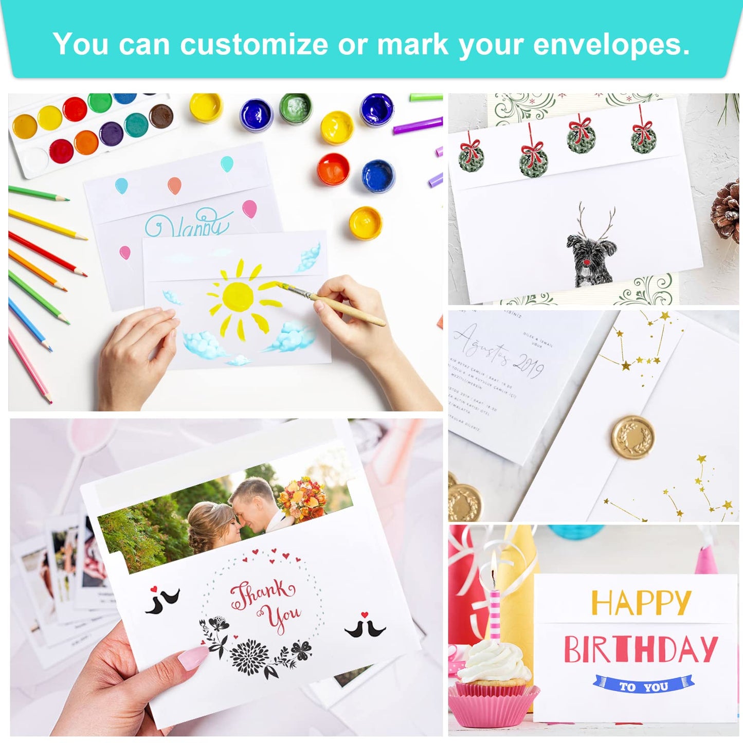 Joyberg 50 Packs 5x7 Envelopes, White A7 Envelopes for Invitations, Printable, Self Seal for Weddings, Invitations, Photos, Postcards, Greeting Cards, Mailing