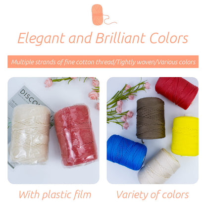 LEREATI Polyester Yarn 3 mm x 170 m, Macrame Yarn 3 mm Braided Macrame Cord Colourful, Macrame Cord 3 mm Coloured for Gift, Crochet Bag, Shoulder Bag, Place Plate, Home Decorations (Off White)