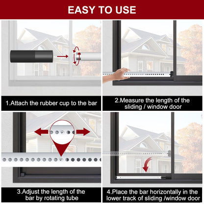 AceMining Sliding Door Security Bar,Heavy Duty Sliding Patio Door Lock Bar, 20-50inch Adjustable Multi-use Window Security Bars, Sliding Door Stopper,White,1Pack