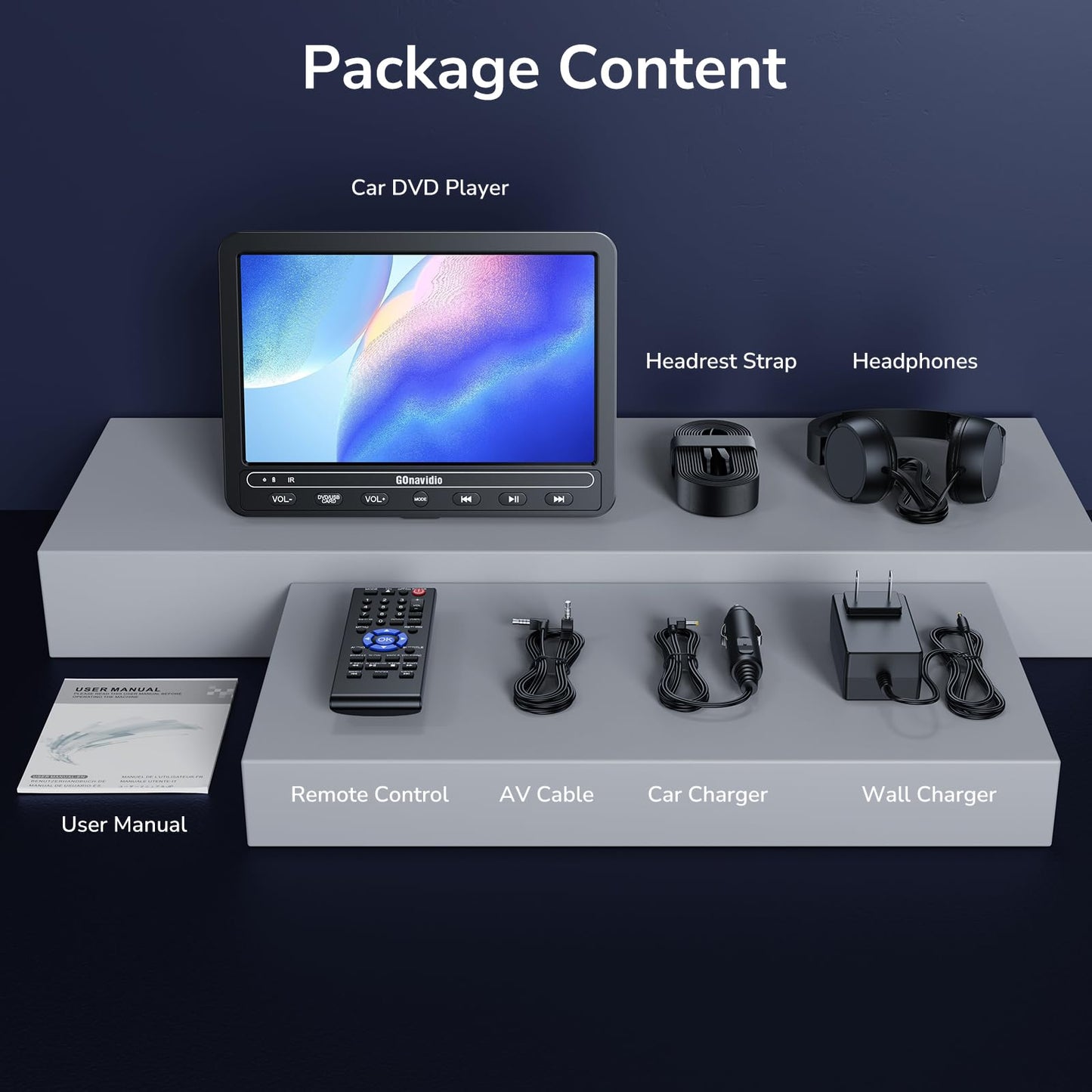 10.5 Inch DVD Player for Car with 5-Hour Battery, Headphones, Headrest DVD Player Support HDMI Input, Sync Phone/TV, 1080P Videos, USB SD, Last Memory, Region Free