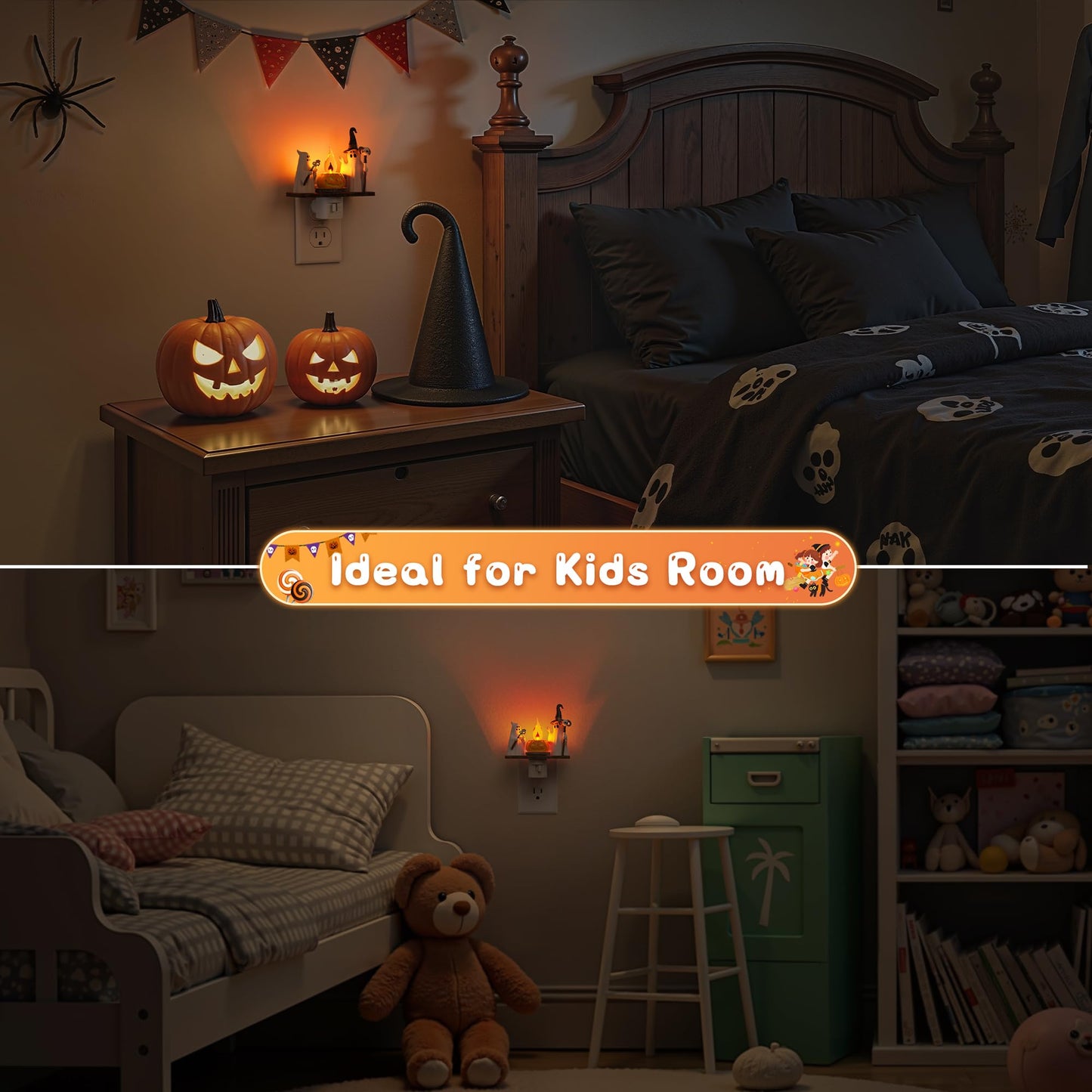 L LOHAS LED Halloween Night Light,Ghost Campfire Nightlight,Campfire Flickering Night Lights Plug into Wall,Halloween Decorations for Party,Adults,Kids,Gift