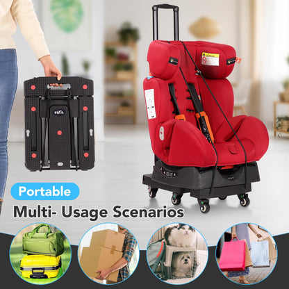 GtIiFmTe Folding Hand Truck Dolly for Moving,500LB Heavy DutyPortable Luggage Cart6 Wheels with 2 Brake,Extendable Utility Dolly Platform Cart with 3 Bungee Cords (Black)