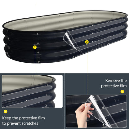 Kesfitt Raised Garden Bed Kit,Outdoor Galvanized Planter Raised Boxes with Safety Edging and Gloves,Large Metal Raised Garden Beds for Gardening Vegetables,Fruits,Flower(6x3x1FT)