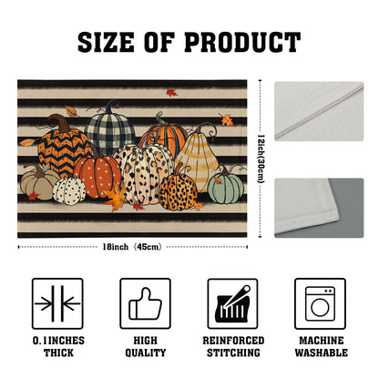 Fall Placemats Set of 4, Autumn Place Mats 12x18 Inch Leopard Buffalo Plaid Pumpkin Heat Resistant Washable Tablemats for Farmhouse Kitchen Dining Thanksgiving Halloween Party