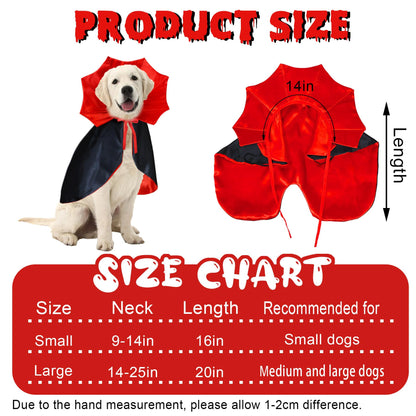 GOYOSWA Dog Halloween Costumes, Dog Vampire Devil Cloak Cape Costume Halloween Costumes for Small Medium Large Dogs Pets (Large)