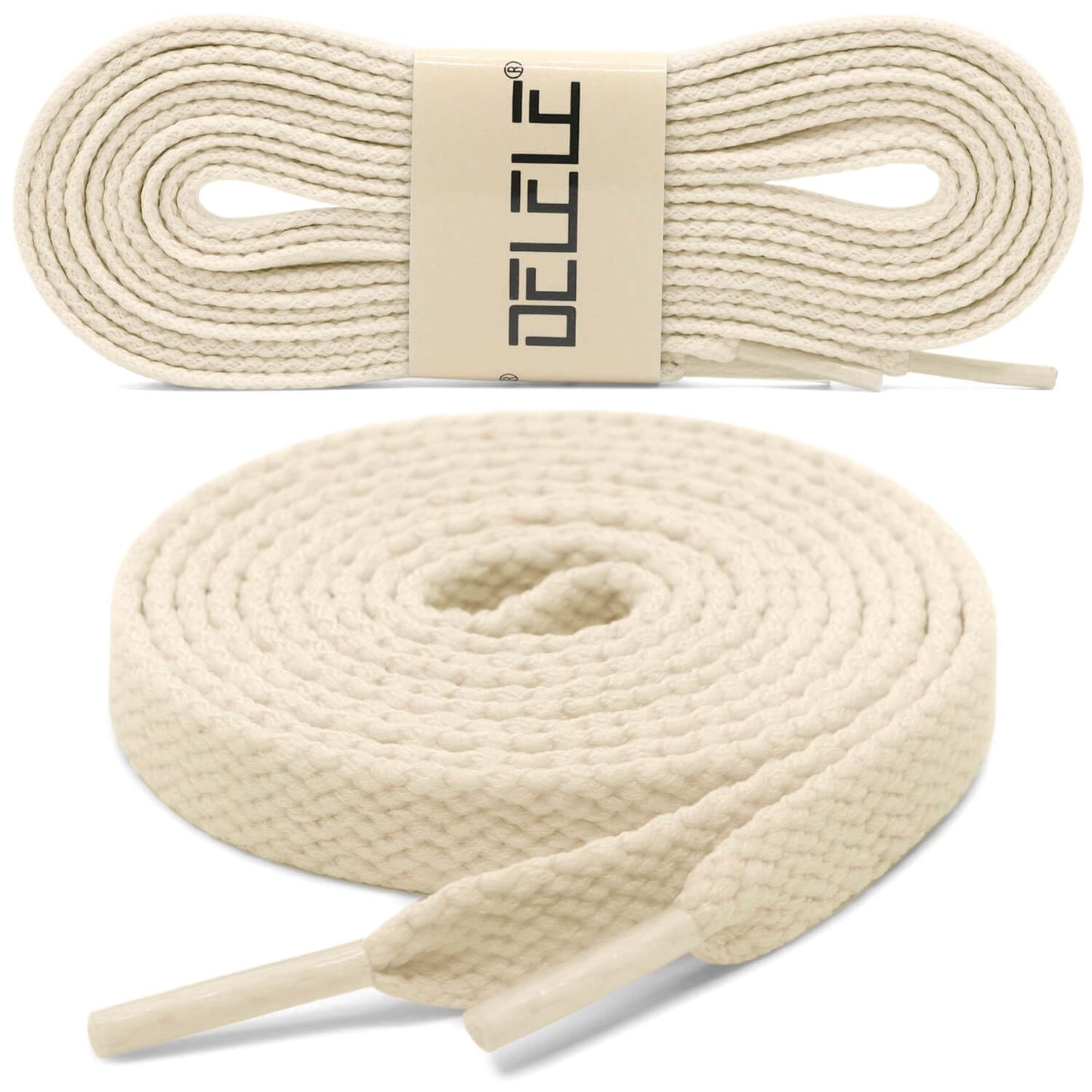 DELELE 2 Pair 63 inch Flat Shoe laces 5/16" Wide Shoelaces for Athletic Running Sneakers Shoes Boot Strings Beige