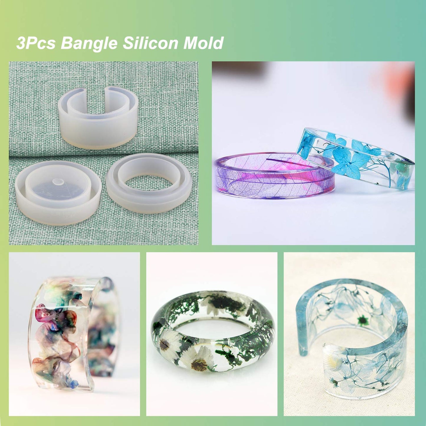 LET'S RESIN 30pcs Resin Jewelry Molds, Jewelry Molds for UV Resin, Resina Silicone Molds kit with Bracelet,Pendant,Ring for Epoxy Casting