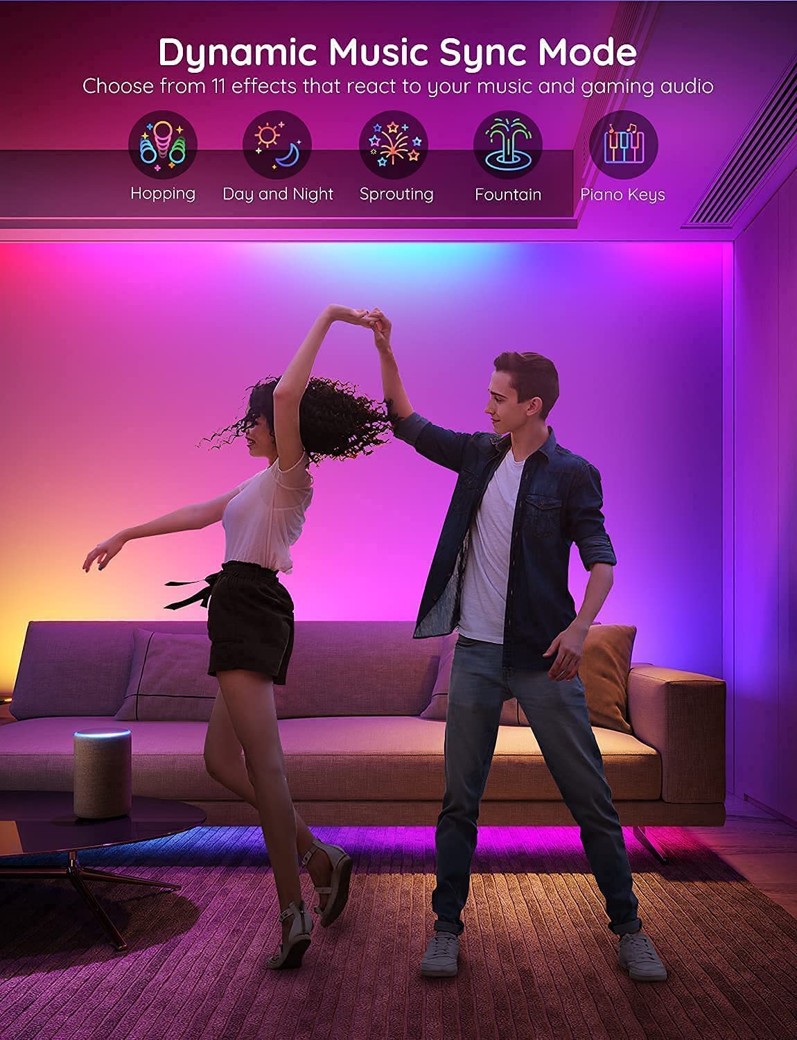 Govee RGBIC Alexa LED Strip Light 32.8ft, Smart WiFi LED Lights Work with Alexa and Google Assistant, Segmented DIY, Music Sync, Color Changing LED Strip Lights for Room, Kitchen, Desk, Holiday