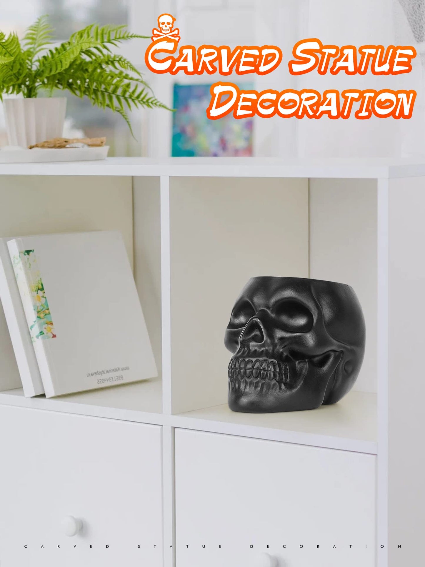 Dashamce Skull Planter Dish Large Flower Pot Container Box Halloween Skull Candy Bowl Desk Decoration