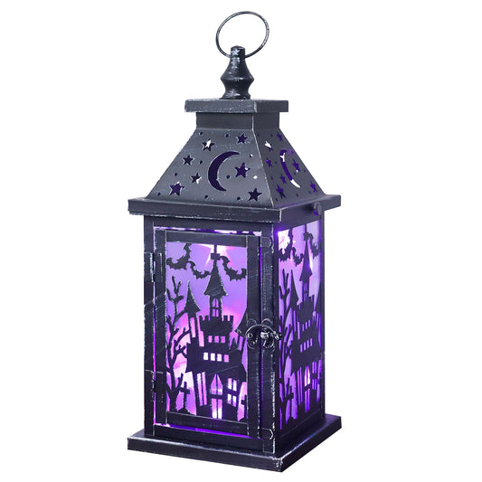 DECORKEY Halloween Decorations Indoor, 15" Decorative Haunted House Candle Lantern with 78" LED Lights(8 Modes), Hanging Spooky Halloween Lanterns for Outdoor Home Room Door Party Decor