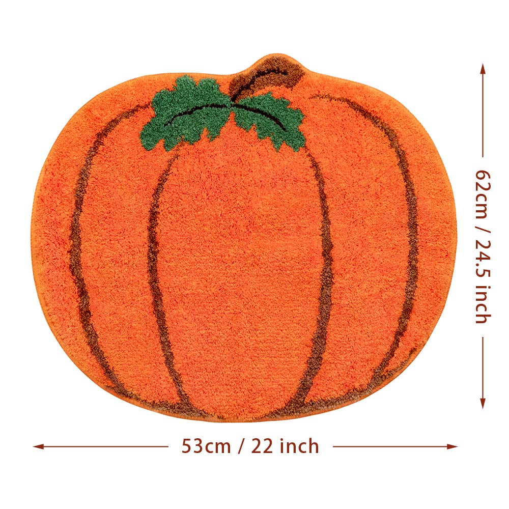 Halloween Bathroom Rugs Fall Bath mat Pumpkin Shape Cartoon Cute Bath Mat Small BathroomRug Plush Water Absorbent Bathtub Bathroom Doormats Non-Slip Washable Toilet Rug