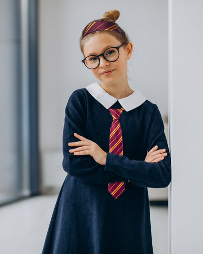 kitihoney Halloween Costume Accessories Women Vivid Burgundy Red and Yellow Stripe Headband Tie Adult Cosplay Party Hair Accessory