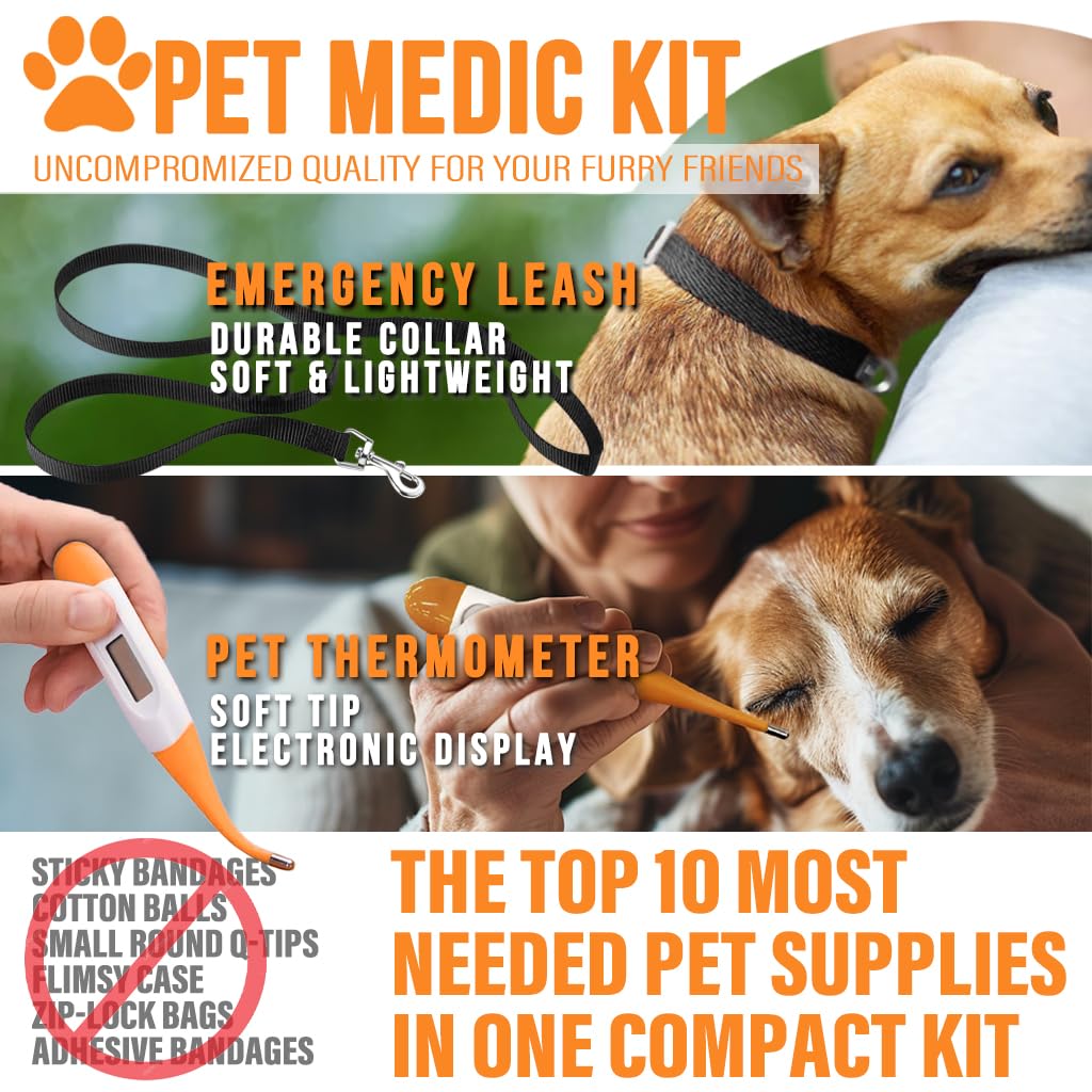 EVERLIT Pet Medic First Aid Kit | Vet-Approved Animal Care Kit with 95 Pcs Medical, Outdoor & Emergency Supplies to Treat Dogs, Cats | Travel-Friendly Compact Bag for Home, Car and Travel (Blue)