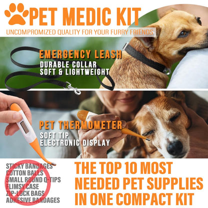 EVERLIT Pet Medic First Aid Kit | Vet-Approved Animal Care Kit with 95 Pcs Medical, Outdoor & Emergency Supplies to Treat Dogs, Cats | Travel-Friendly Compact Bag for Home, Car and Travel (Blue)