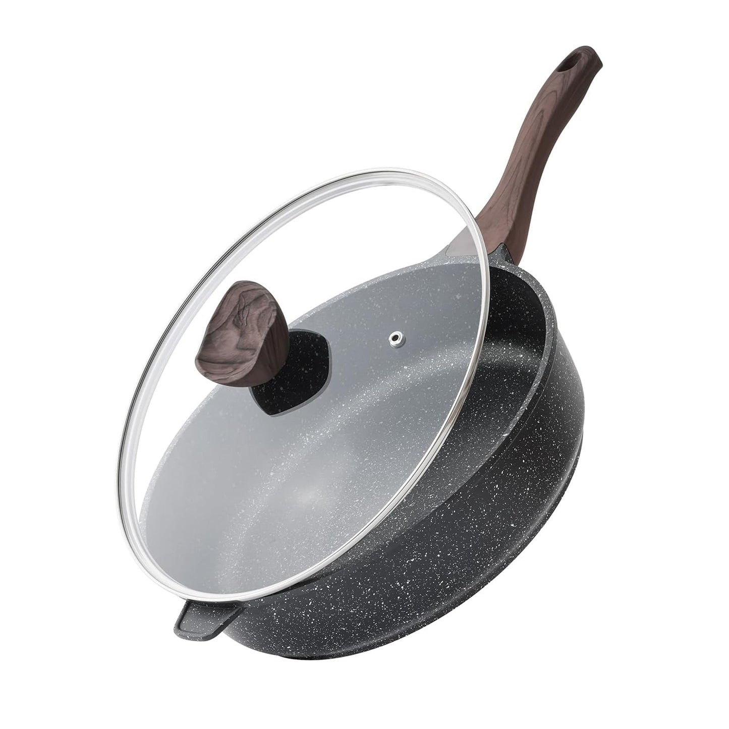 Kordisen Nonstick Deep Frying Pan with Lid, 12 Inch Large Skillet, 5 Qt Non Stick Saute Pan for Cooking, Healthy Induction Cookware, PFOA Free