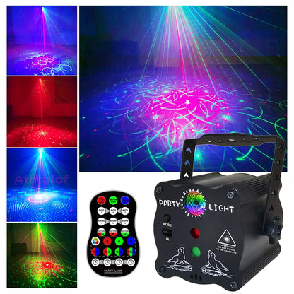 Laser Lights Show Projector - Sound Activated Strobe & Disco Ball DJ Lights for Christmas, Halloween, Glow Party Decor