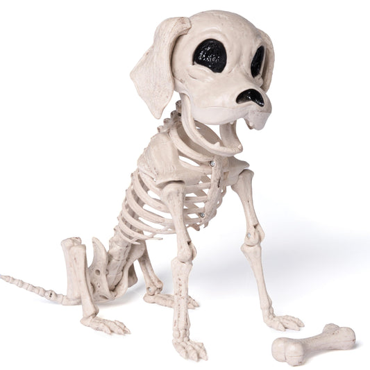 JOYIN Posable Halloween Dog Skeleton Full Body Posable Joints Realistic Skeleton Puppy with Movable Joints for Halloween Decoration, Graveyard Party Decor (9.8” X 4.7” X 12.6”)