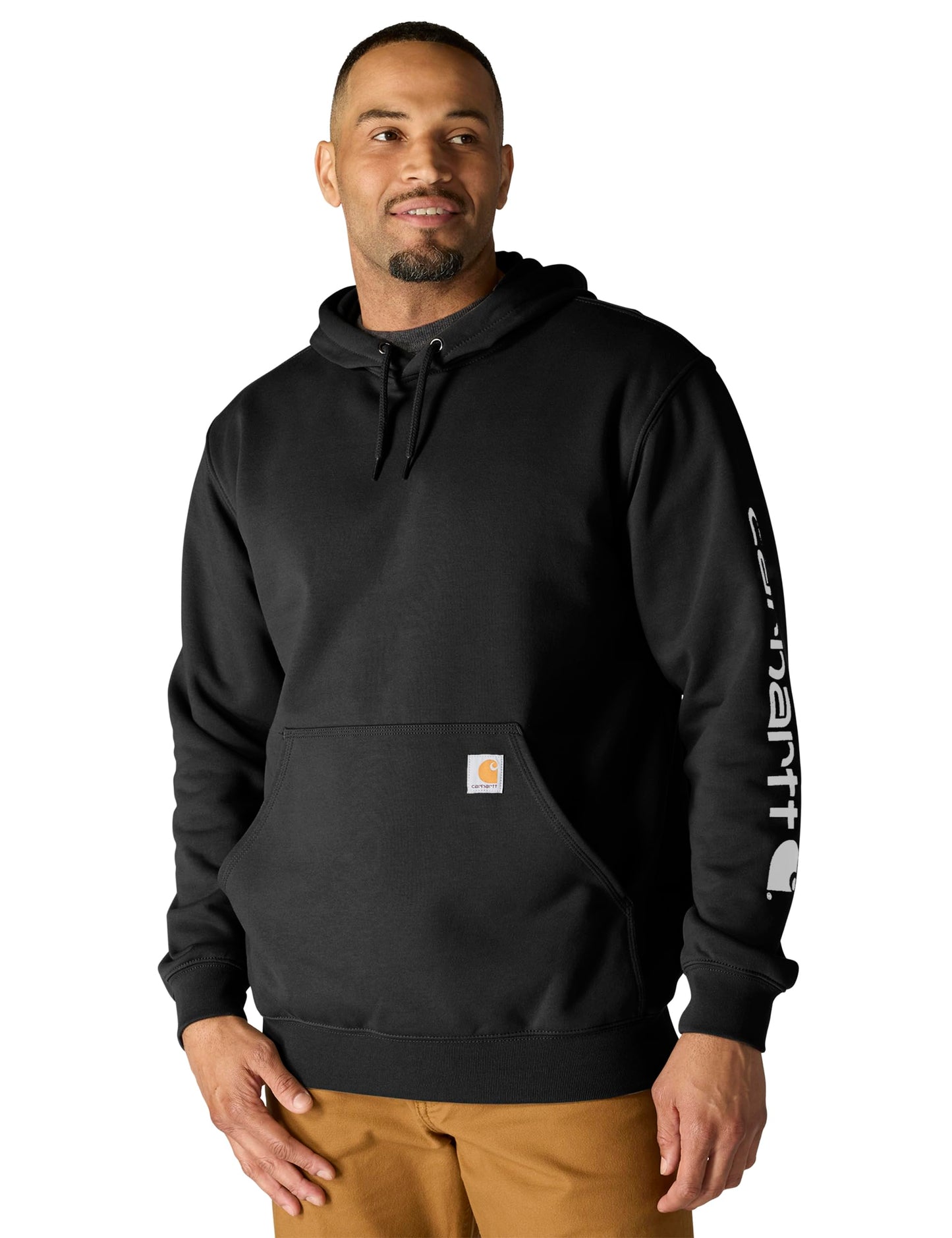 Carhartt Mens Loose Fit Midweight Logo Sleeve Graphic Fashion Sweatshirts, Black, X-Large US