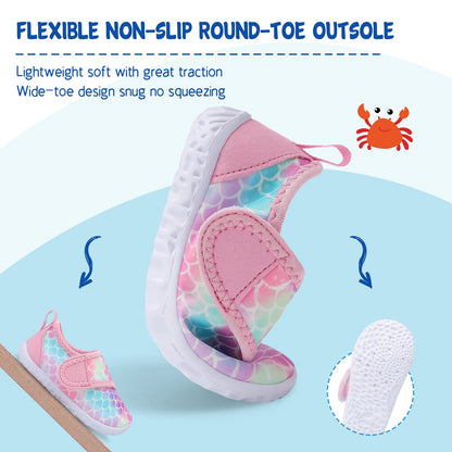 LeIsfIt Boys Girls Water Shoes Kids Aqua Socks Toddler Quick-Dry Beach Swimming Shoes Lightweight Breathable Non-Slip Outdoor Sport Water Shoes Pink Scale 12 Little Kid