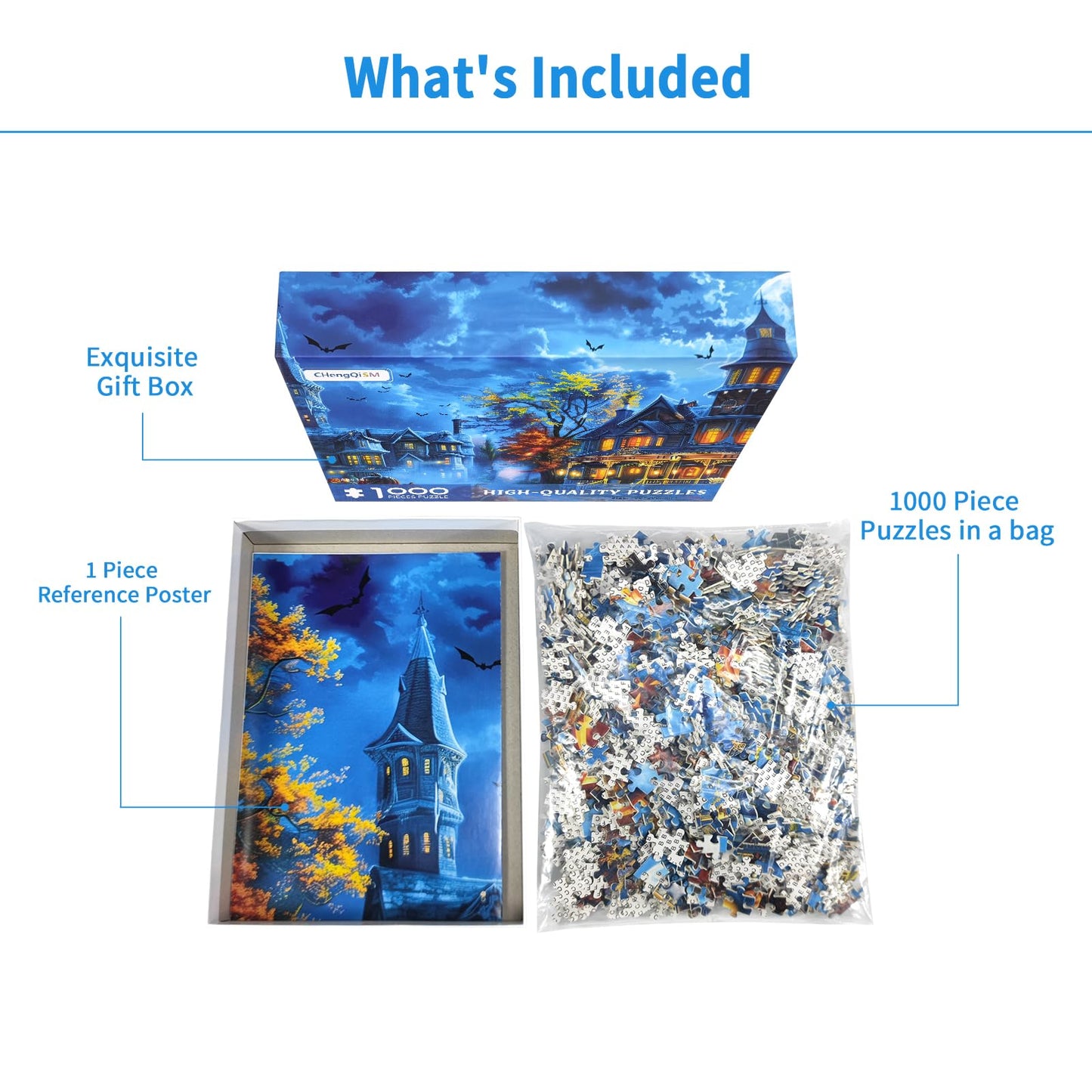 Halloween Puzzles for Adults 1000 Pieces, Halloween House Halloween Puzzle 1000 Piece Puzzle for Adults Halloween Scene Puzzles for Adults Halloween Jigsaw Puzzles 1000 Pieces Halloween Puzzles