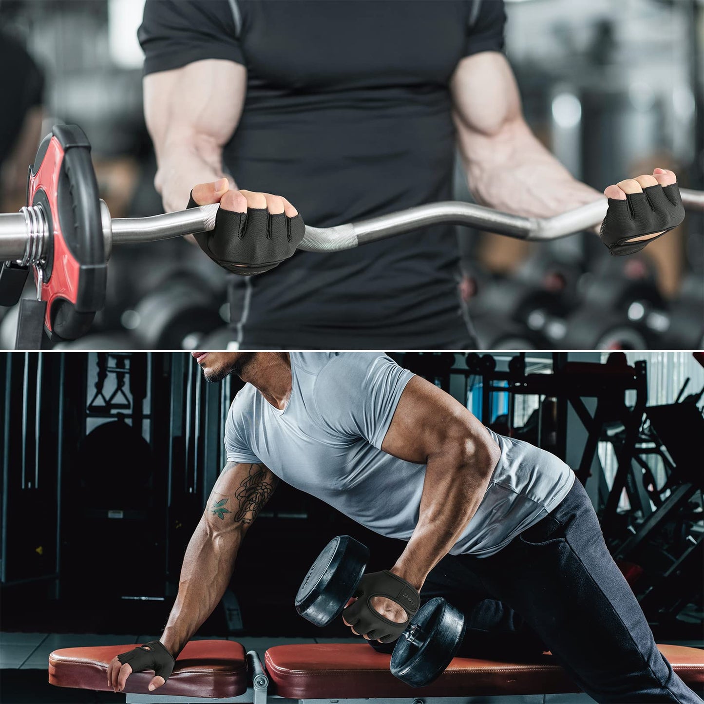 Minimal Weight Lifting Gloves,Short Micro Workout Gloves Grip Pads with Full Palm Protection & Extra Grip for Men Women Weightlifting,Gym,Exercise Training