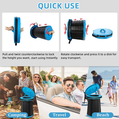 Panmout XXL Portable Toilet - 19.7"H Adjustable Foldable Camping Toilet, Luggable Loo with Lid, Strap,Toilet Bag for Camping, Hiking, Travel and Car