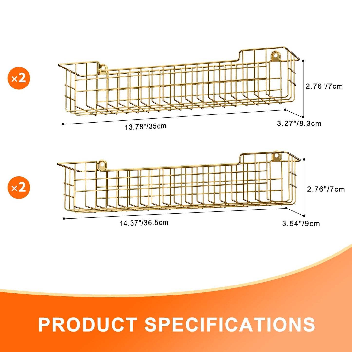 Spice Rack Organizer Wall Mount, Spice Organization Storage Shelf for Cabinet Door, 2 Packs Wall Spice Rack Saving Space for Kitchen, Black